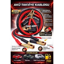 OEM Akü Takviye KABLOSU,1200 Amper, 2,3 Metre Uzunluk, Profesyonel Heavy Duty, Güçlü Timsah Kıskaçlı, Bakır Iletken, Made In Turkey