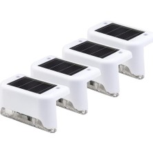 OEM Beyaz Solar Güneş Enerjili Beyaz Köşebent Merdiven Veranda Bahçe LED Lamba Dekoratif Dış Mekan Aydınlatma 4 Lü
