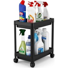 OEM Orret Home 2 Katlı Tekerlekli Tezgah Altı Raf Organizer Düzenleyici Raf Ünitesi, Evye Altı Dolap Içi Düzenleyici, Mutfak Banyo Deterjanlık Şampuanlık Sebzelik,taşınabilir Saklama Rafı (Siyah)