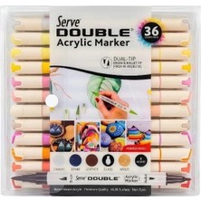 Odea Double Çift Uçlu Akrilik Marker Kalem Seti Fırça ve Keçeli Uç 36 Renk SVDAM36P