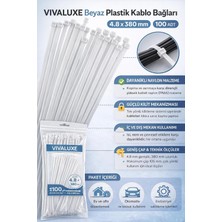 Üstüner Plastik Kablo Bağı 300MM (30CM), Dayanıklı Naylon Cırt Kelepçe, Beyaz Renk, 100’LÜ Paket, Güçlü ve Esnek Kablo Düzenleyici, Elektrik, Ev ve Ofis Kullanımı Için
