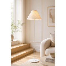 Üstüner Lora Metal Lambader 150 cm Tek Ayaklı Umbrella Krem Kırma Kumaş Başlık Abajur LAM04