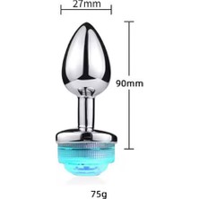 OEM 18+ Anal Plug – Pürüzsüz Metal Malzeme, 3 Boy, Işıklı, Kumandalı Küçük Boy (Küçük)