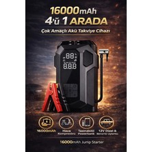 Odea 16000MAH Akıllı Akü Takviye Cihazı | Kompresörlü 4'ü 1 Arada Jump Starter Yeni Nesil