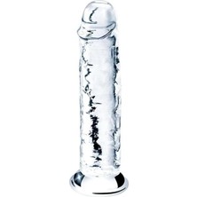 OEM Şeffaf 21 cm Dildo | Güçlü Vantuzlu Yumuşak Yapı, Kayganlaştırıcı Hediyeli