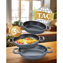 Taç Bella Döküm 3 Lü Sahan Set Siyah 18-20-22 cm 8029 1 Adet