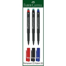 OEM Faber-Castell Permanent CD Kalemi Seti, 3 Renk (M), Mavi, Siyah, Kırmızı