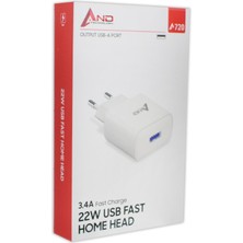 And USB Başlıklı Hızlı Şarj 22W 3,4 AND-720 1 Adet
