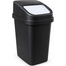 10 L Sallanır Kapaklı Plastik Çöp Kovası, Siyah