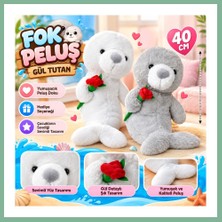 Bşk Virgo PL50252 40 cm Fok Gül Tutan Peluş Fok Oyuncak BSK2026