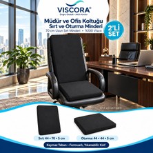 Odea Tr Vıscora Müdür ve Ofis Koltuğu Minderi 2'li Set –%100 Visco Uzun Sırt ve Oturma Desteği