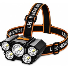 OEM USB Şarjlı 5 LED Kafa Feneri Ipx5 Su Geçirmez 3 Aydınlatma Modlu Güçlü Işık Kamp Av Balıkçılık Koşu ve Tamir Işleri Için Yüksek Parlaklık Ayarlanabilir Baş Bantlı Uzun Ömürlü Acil Durum Işık