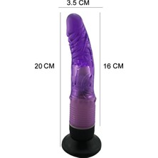 Üstüner Truvashop 20 cm Anal ve Vajinal Mor Titreşimli Jel Vantuzlu Vibratör Dildo