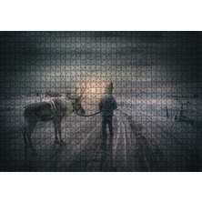 Tr Cakatablo Kış Ren Geyiği Küçük Çocuk 1000 Parça Puzzle Yapboz Mdf Ahşap