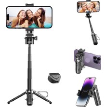 Tr Bluetooth Selfie Stick Tripod – 360° Döner Başlık, Tek Tuşla Açılır, 11.5-41CM Teleskop
