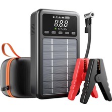 Tr 4 In 1 Solar Şarjlı 12000MAH Dahili Şarj Kablolu Powerbankli Akü Takviyeli Araç Lastik Kompr