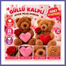 Nida 25 cm Güllü Kalpli Ayıcık Peluş Oyuncak Nıda