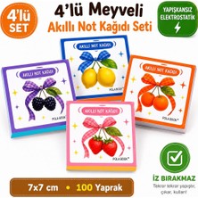 Meyveli 4'lü Mini Akıllı Not Kağıdı Seti 100 Sayfa – Yapışkansız Post-It