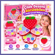 Nida Çilek Desenli Sürülebilen 3 Katlı Çocuk Makyaj Seti Nıda