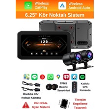 OEM Kör Noktalı – 6.25'' Kör Nokta Uyarılı Lastik Basınç Sensörlü 2k Full Hd Motosiklet Çift Kayıt ve Navigasyon Sistemi