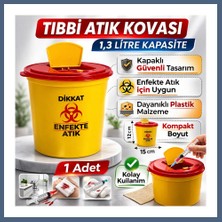 Bezos Tıbbi Atık Kovası 1,3 Litre 1 Adet Kapaklı Tıbbi Atık Kutusu Enfekte Atık Kovası BZS10