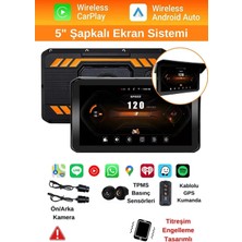 Üstüner 5"ınch 2k Ultra Hd Motosiklet Multimedya Seti – Çift Kamera + Basınç Sensörü + Carplay/android Auto
