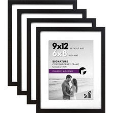 Die Grup 9X12 Siyah Resim Çerçevesi - 6x8 Mat ve 9X12 Mat Olmadan Görüntüler - Kırılmaya Dayanıklı Camlı Kompozit Ahşap - Duvar-4'lü Paket Için Yatay ve Dikey Formatlar
