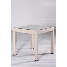 Die Grup Rattan 80X80 Camlı Cappucino Masa - Bahçe&balkon&teras