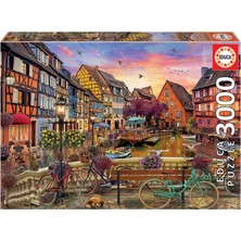 Die Grup 3000 Parça Fransa Colmar'da Kanal Manzarası Puzzle