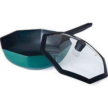 Die Grup Star Anason Wok Yapışmaz Dumansız Cam Kapaklı Kızartma Tavası, 30CM