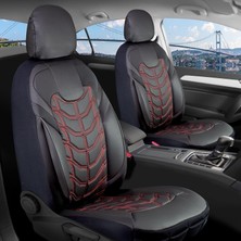 Die Grup Opel Vectra B ile Uyumlu Lüx Deri Oto Koltuk Kılıfı Ön Arka Takım Set Classy Kırmızı Siyah