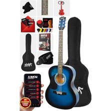 Myg Plus Kaliteli Mavi 40 Inç Akustik Gitar Seti, 4/4 Boy