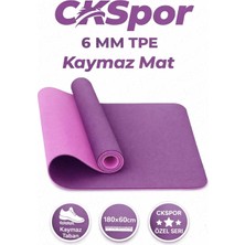 Die Grup Profesyonel Tpe Yoga Matı, 6 Mm, Kaymaz Taban, Çift Katmanlı, Mor, 180X60 cm