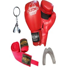 Die Grup Boks Eldiveni, Kick Boks ve Muay Thai Eldiveni, 10 Oz, Kırmızı, Bandaj ve Dişlik Seti