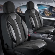 Die Grup Opel Grandland x ile Uyumlu Lüx Deri Detaylı Keten Oto Koltuk Kılıfı Ön Arka Takım Vista Serisi Dark Siyah