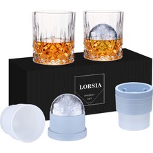 Die Grup Viski Kayaları Bardağı, 4'lü Set (2 Kristal Bourbon Bardağı, 2 Yuvarlak Büyük Buz Topu Kalıbı) Hediye Kutusunda - 10 Oz Scotch Kokteyl Romu Konyak Votka Likörü Için Eski Moda Bardaklar, Erkekler Için