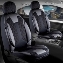Die Grup Audi A6 Serisi ile Uyumlu Lüx Deri Detaylı Oto Koltuk Kılıfı Ön Arka Takım Cyrus Siyah