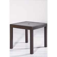 Die Grup Rattan 80X80 Camsız Kahve Masa - Bahçe&balkon&teras