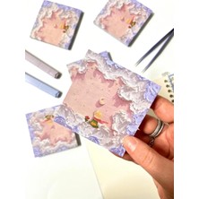 Die Grup Küçük Prens Temalı Pembe ve Mor Bulut Desenli Postit/post-It/yapışkanlı Not Kağıdı/sticky Note