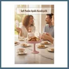 Bezos Soft Pembe Akrilik Ayaklı Kurabiyelik & Kapaklı Sunum Standı - 2 Parça Agc