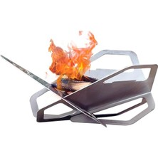 Fire Pit Portatif Ateş Çukuru Bbq Grill Izgaralı, Kamp Ateşi, Kolay Taşınabilir Odun Kömür D