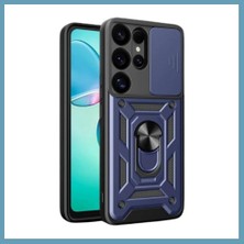 Bezos Samsung Galaxy S26 Ultra Uyumlu Pars Lens Yüzüklü Silikon - Lacivert MBT06