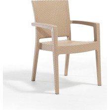 Tr 2 Ada Rattan Koltuk, Bahçe Sandalyesi, Krem