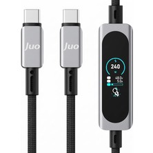 Tr 240W Type-C To Type-C Dijital Tft Ekranlı E-Mark Çipli Örgülü Hızlı Şarj Kablosu 1.2 Metr