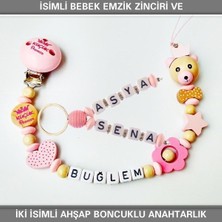 Isimli Bebek Emzik Zinciri ve Iki Isimli Anahtarlık Seti