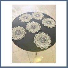 Bezos 6 Lı Dantel Kahve Sunumluğu 15X15 cm Asorti Desenli Çeyizlik Sunumluk BZS10