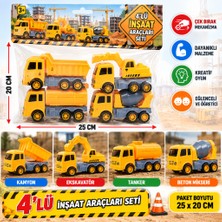 TKÇ D026W 4 Lü Çek Bırak Kamyonlar Oyuncak Inşaat Araçları (Adet Fiyatıdır)
