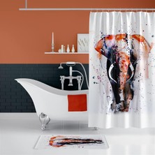Zethome Elephant Banyo Paspas ve Tek Kanat Duş Perdesi 1X180X200 Set