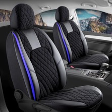 Gy Atelier Honda Civic Fd6 ile Uyumlu Lüx Yarı Deri Oto Koltuk Kılıfı Ön Arka Takım Chester Siyah Mavi