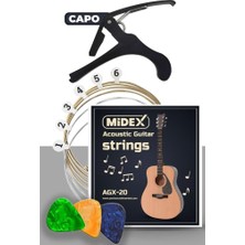 Gy Atelier AGX-20C Akustik Gitar Teli Takımı Pena ve Kapo (Capo) Seti